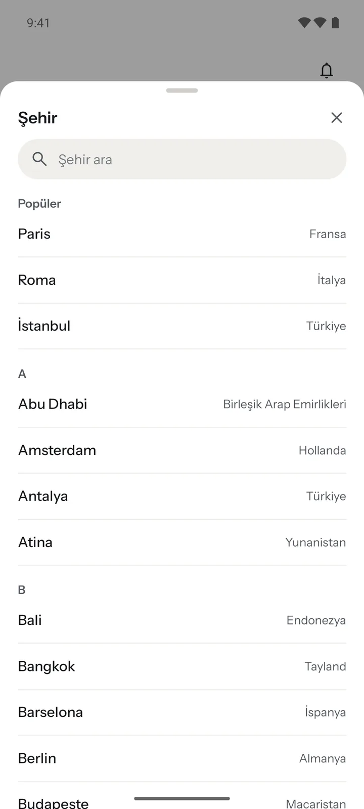 City selection